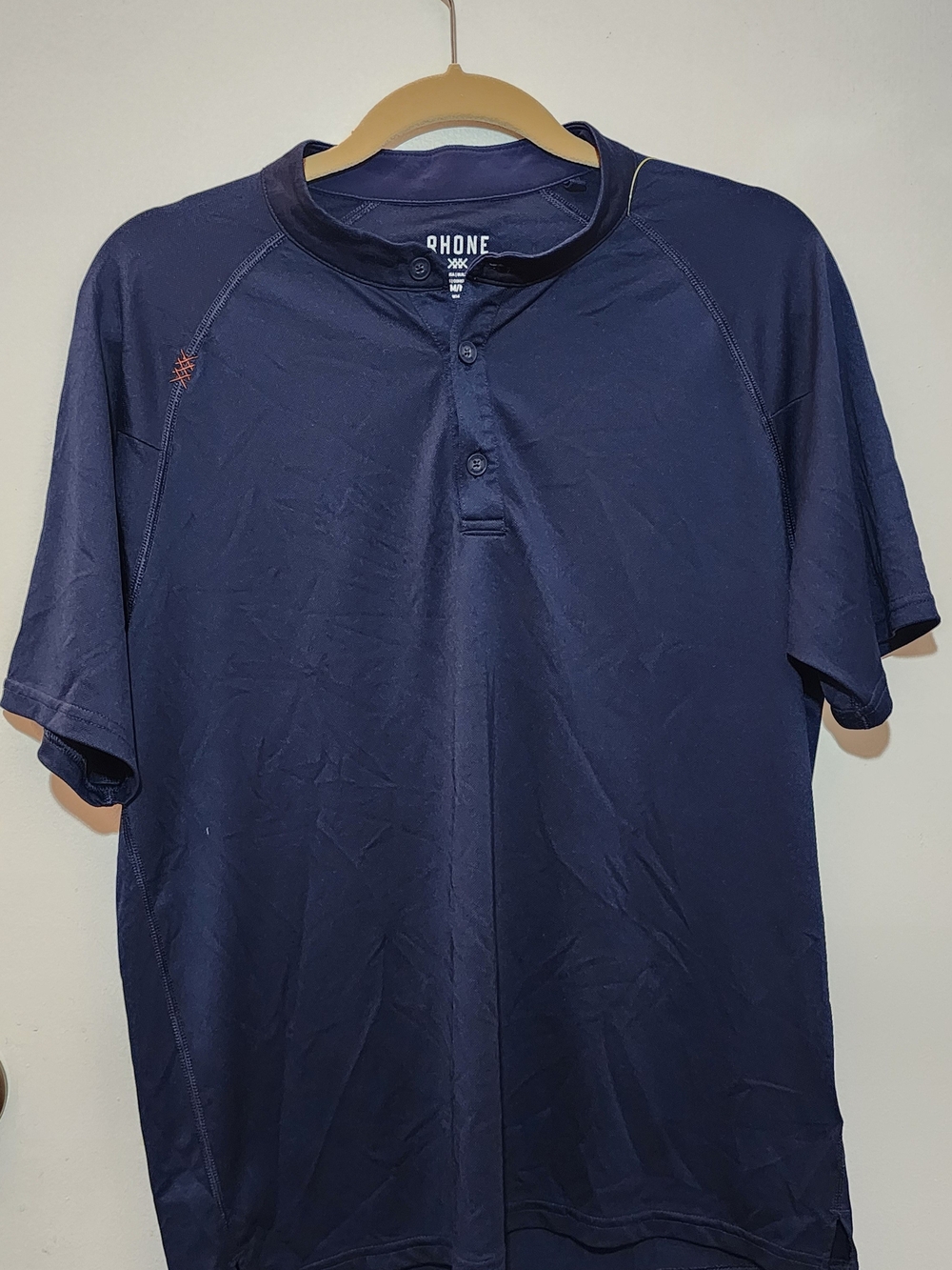 RHONE Navy Short-Sleeve Henley Polo